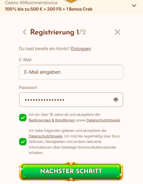 Registrierung -1